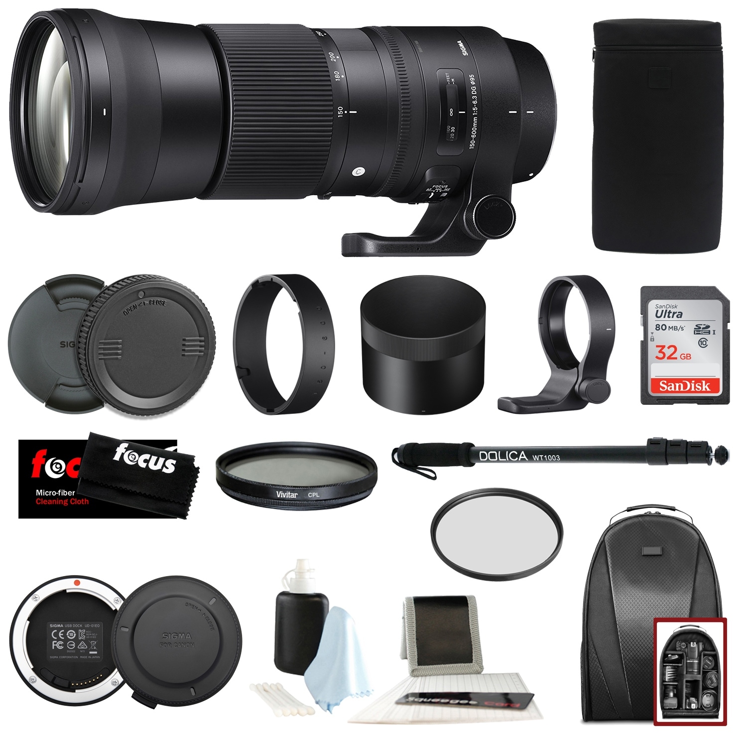 Sigma 150 600mm F 5 6 3 Dg Os Hsm Lens For Canon With Backpack Bundle Overstock