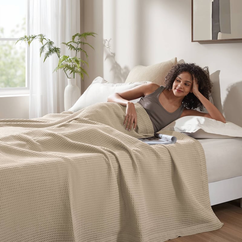 Madison Park Waffle Weave Cotton Blanket