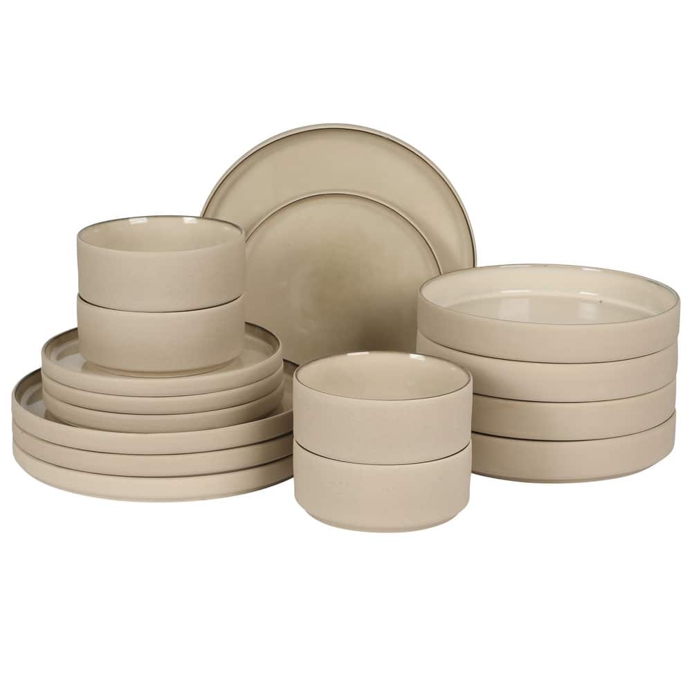 Gibson Elite Liberty Bay 16-Piece Pottery Clay Stoneware Stackable Dinnerware Set - Reactive Glaze, Service for 4