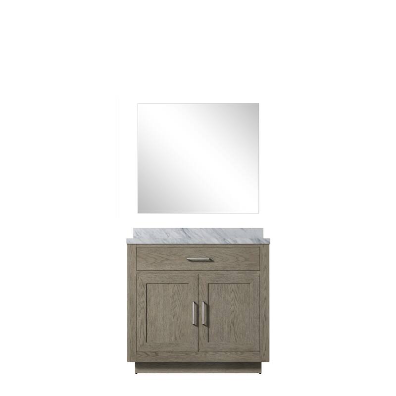 Abbey Bath Vanity with Carrara Marble Top, Sink and Mirror