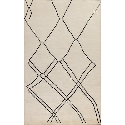 Vegetable Dye Moroccan Contemporary Area Rug Hand-knotted Wool Carpet - 6'5" x 9'9"