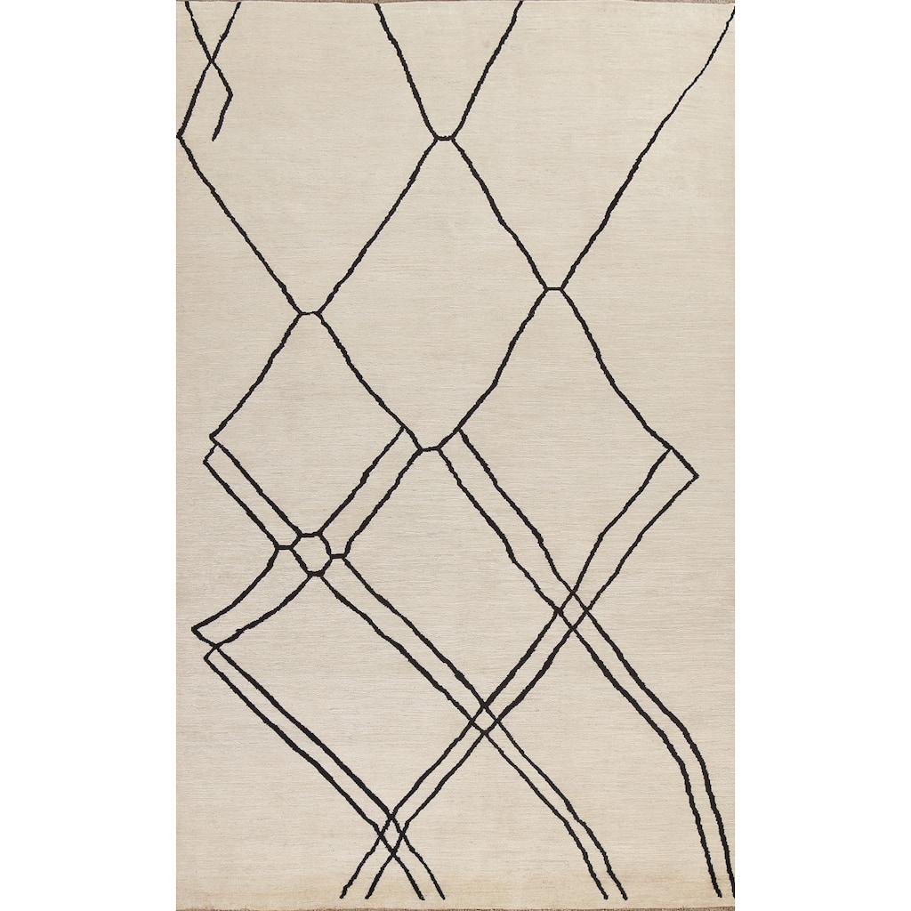 Vegetable Dye Moroccan Contemporary Area Rug Hand-knotted Wool Carpet - 6'5" x 9'9"