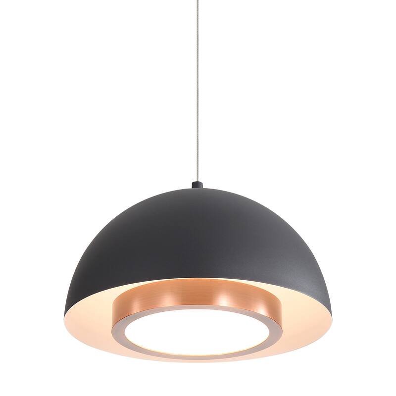 Wry Lighting Solsken Integrated LED 12in Pendant in Sand Black