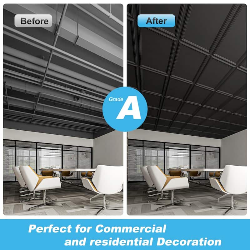 Art3d 24"x48" 3D PVC Wall & Ceiling Panels, Set of 12, Covers 96 Sq.Ft