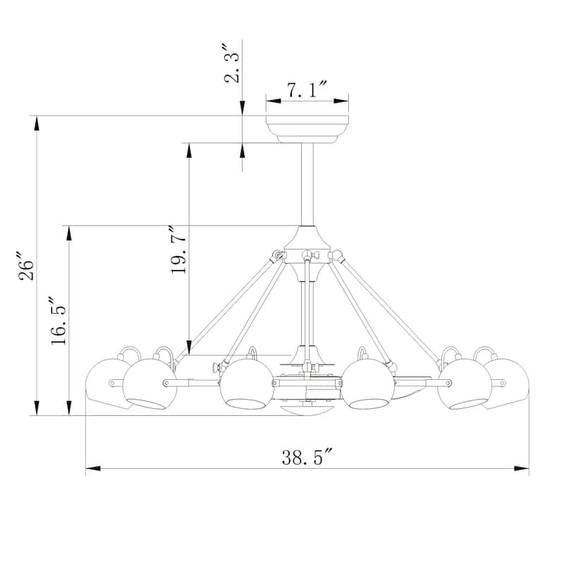 Ingram Multi-Head 39-inch Lighted Ceiling Fan Fandelier