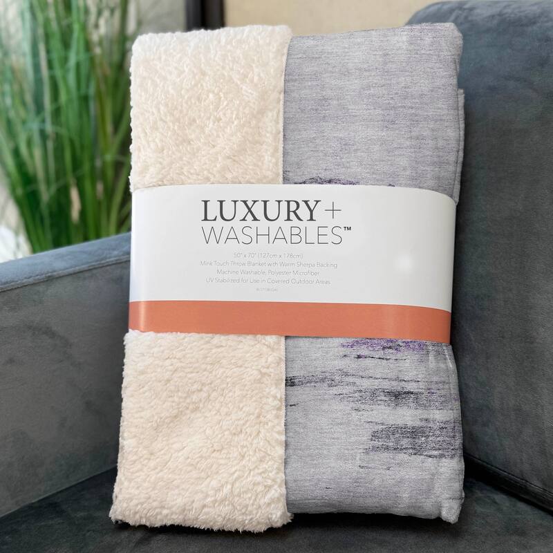Premium Machine Washable Abstract Modern Sherpa Throw Blanket