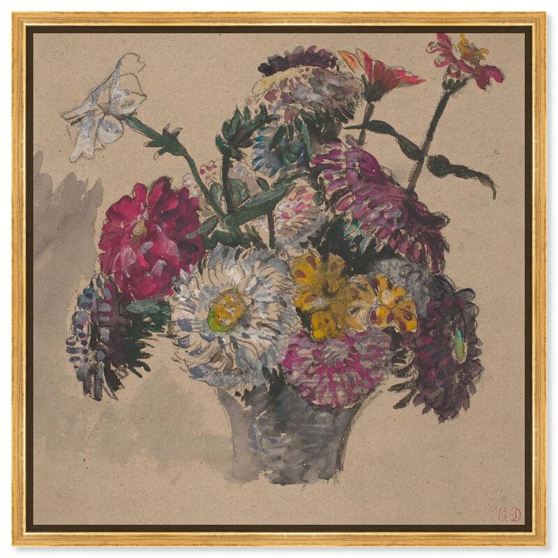Basket of Flowers Canvas by Art Remedy - Gold - 30" x 30"