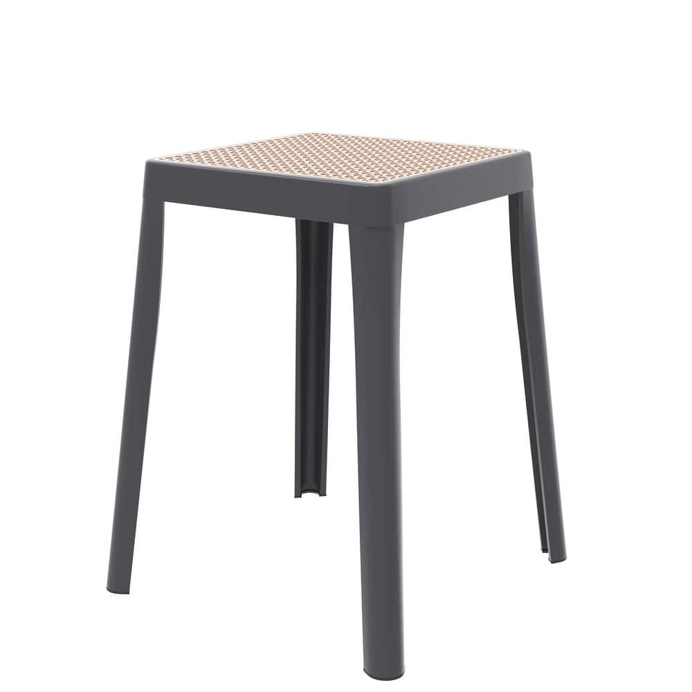 Tresse Modern Stackable Dining Stool with Wicker Seat for Dining Room, Garden, Patio, Indoor or Outdoor - No Assembly Required