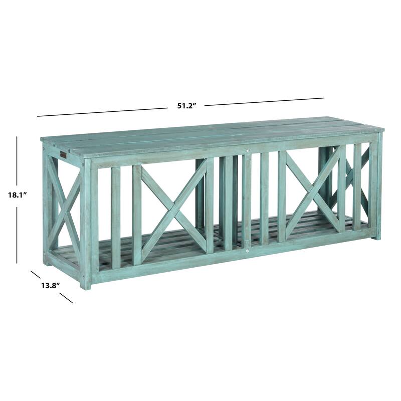 SAFAVIEH Deirdre White / Ash Grey Outdoor Bench - 51Wx14Dx18H