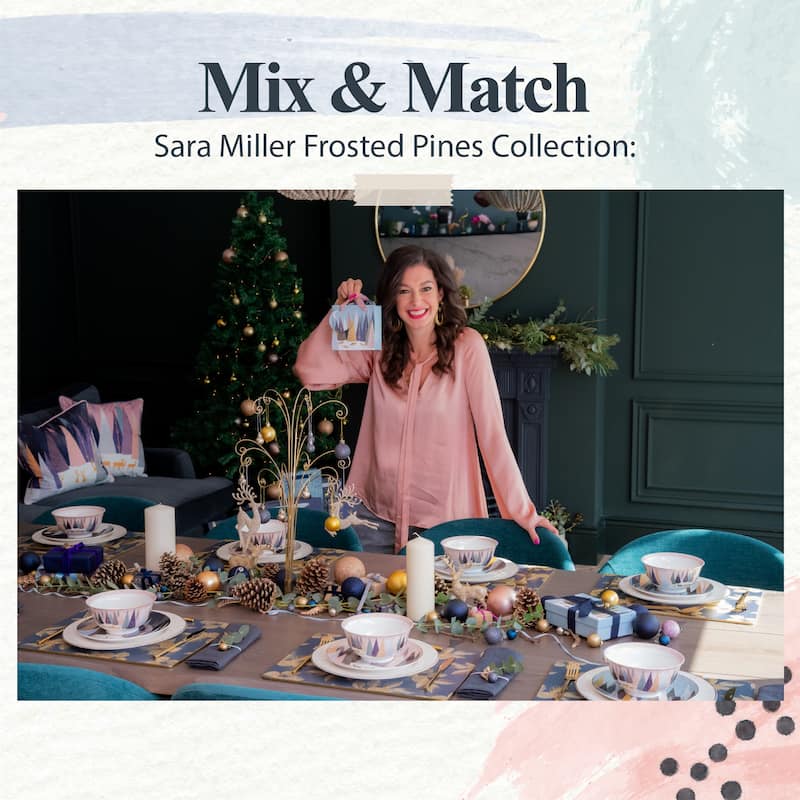 Sara Miller London for Portmeirion Set of 4 Frosted Pines Mugs