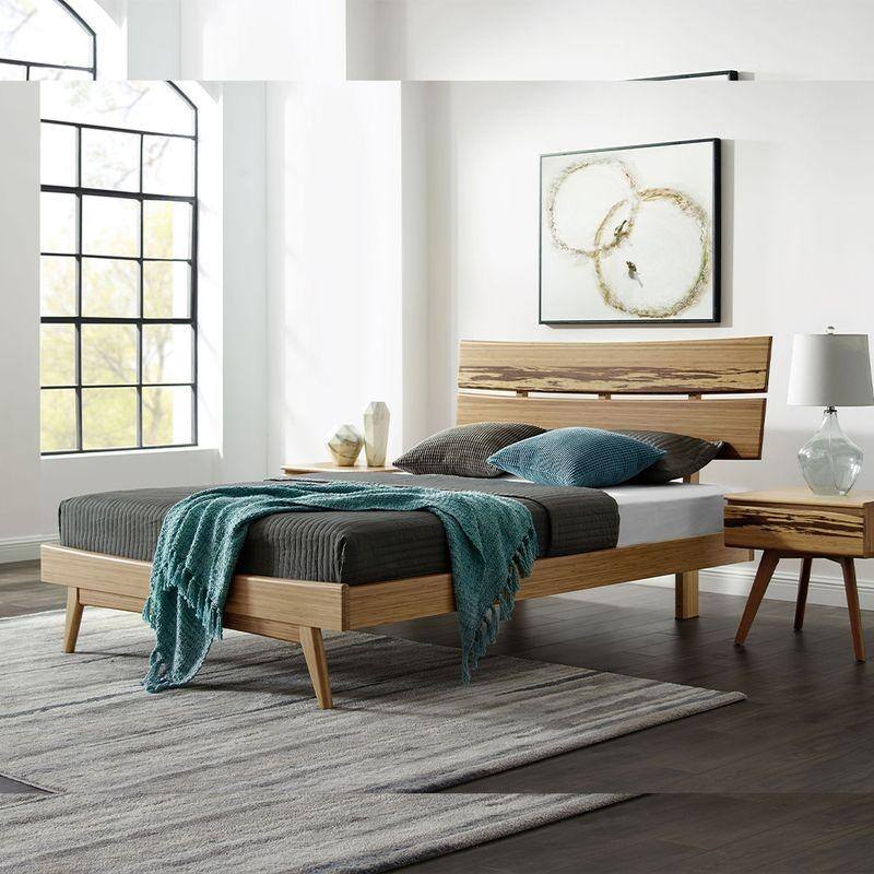 Sarah 4pc King Platform Bedroom Set with Dresser in Golden - Natural - King - 4 Piece