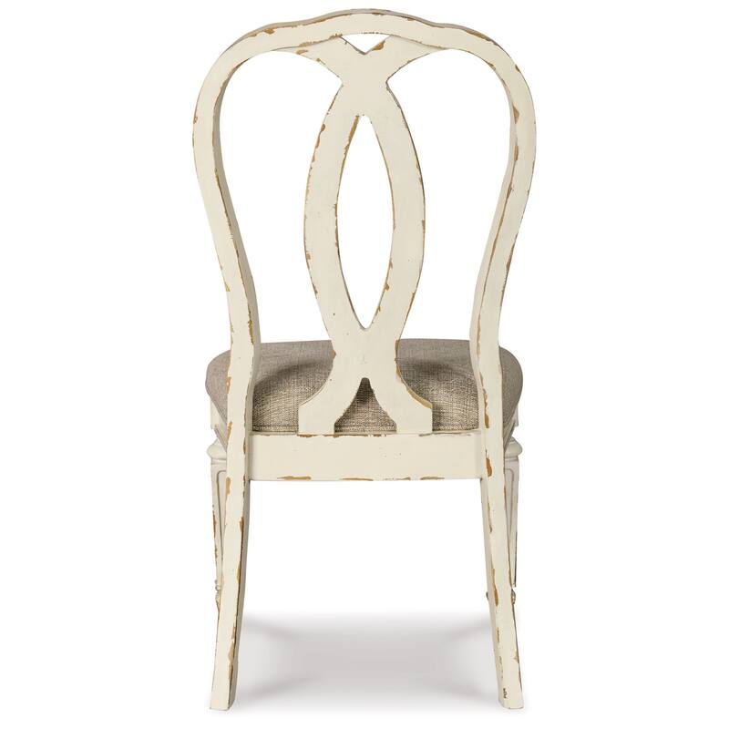 Alyn Dining Side Chairs Set of 2, Ribbon Back, Distressed White Wood