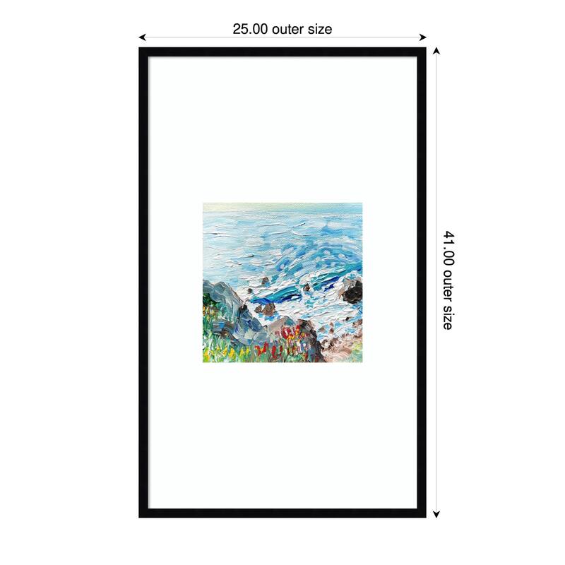 Coastline by Pauline Wegman Wood Framed Wall Art Print - Svelte Noir Black - 25 x 41 in