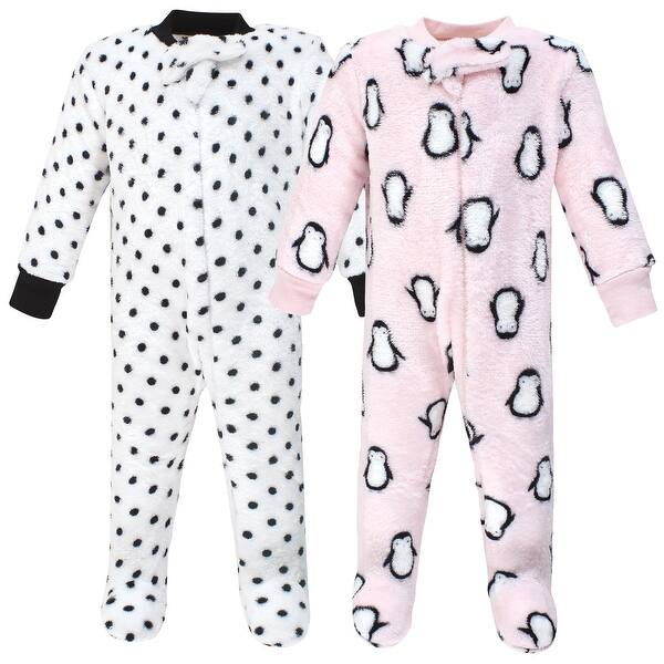 slide 1 of 1, Hudson Baby Infant Girl Plush Sleep and Play, Pink Penguin 0-3 Months - Pink Penguin