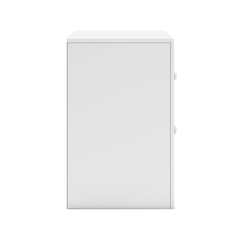 Molv Nightstand, 2 Drawers w 2 USB Ports, Retro Laminate Matte White