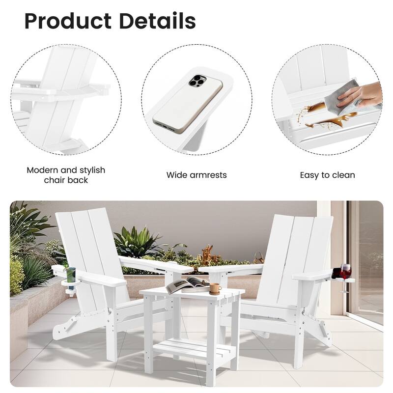 Foldable HDPE Modern Chair with Dual Cup Holders