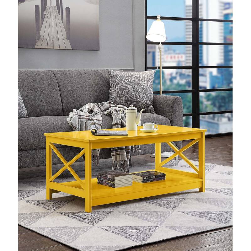 Convenience Concepts Oxford Coffee Table with Shelf - Yellow