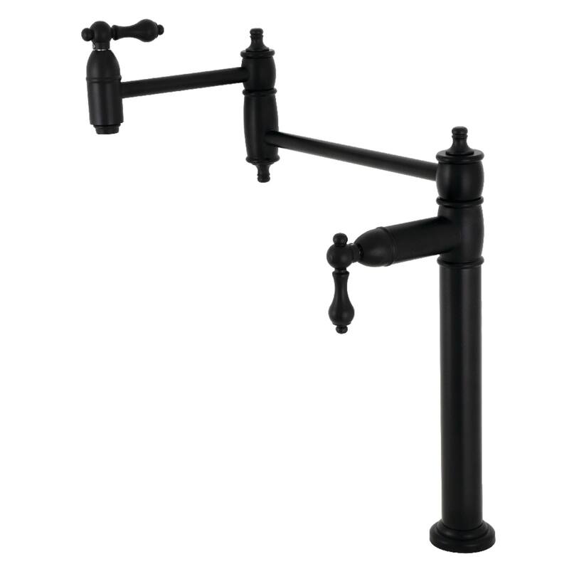 Kingston Brass Restoration Two-Handle 1-Hole Deck Mount Pot Filler Faucet - Matte Black