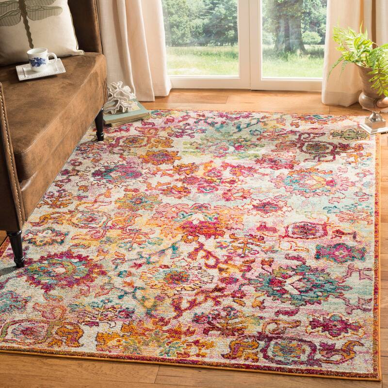 SAFAVIEH Savannah Honora Boho Oriental Polyester Rug - 3' x 5' - Cream/Orange