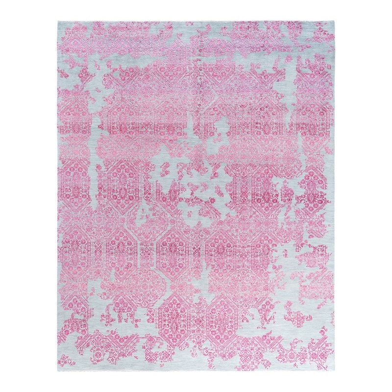Ikat One-of-a-Kind Hand-Knotted Area Rug - Gray, 7' 10" x 9' 10" - 7' 10" x 9' 10"