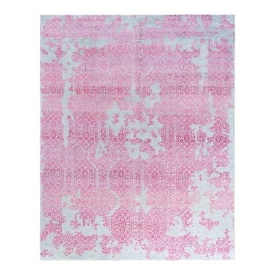 Ikat One-of-a-Kind Hand-Knotted Area Rug - Gray, 7' 10" x 9' 10" - 7' 10" x 9' 10"