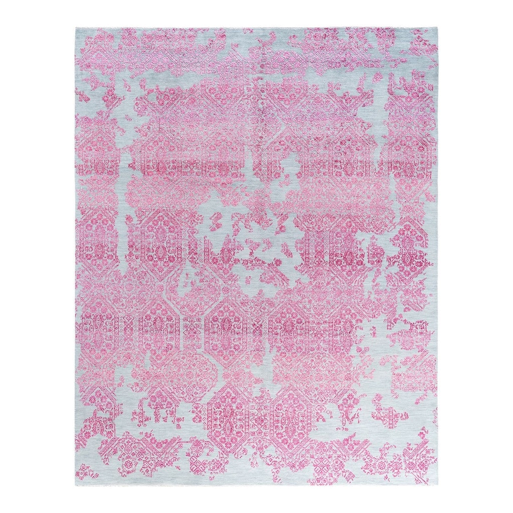 Ikat One-of-a-Kind Hand-Knotted Area Rug - Gray, 7' 10" x 9' 10" - 7' 10" x 9' 10"