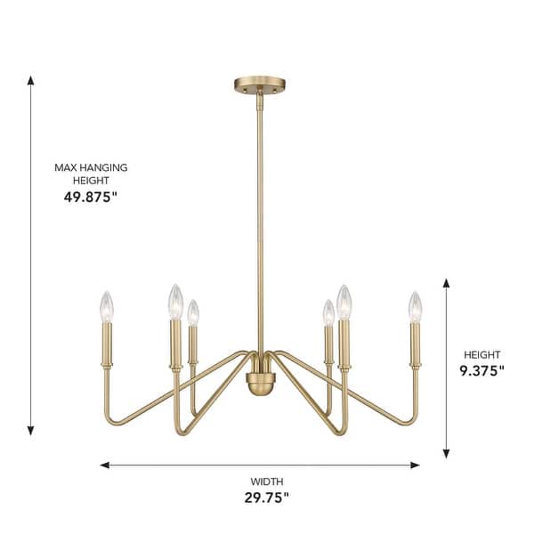 dimension image slide 5 of 6, Kennedy 29.75" Wide 6-Light Chandelier