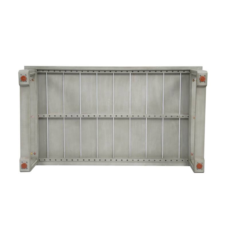 Roomfitters Outdoor Patio Coffee Table with Slatted Wood Design, Weather-Resistant Frame