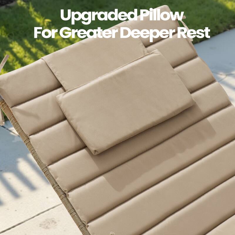 Pellebant Outdoor Chaise Lounge Cushions Patio Lounger Pad with Straps