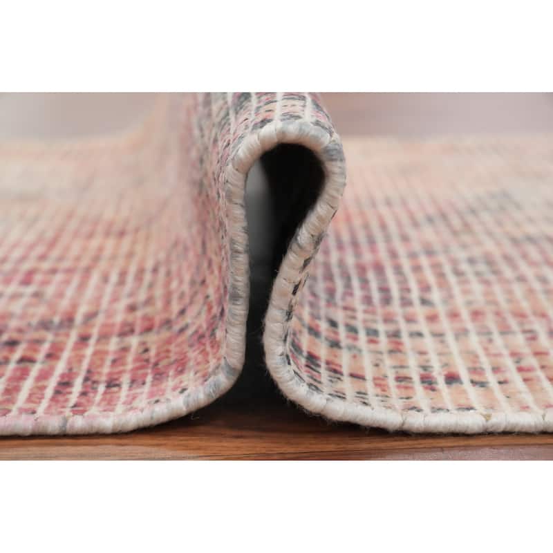 Hand Knotted Oriental Viscose Silk Carpet Modern All-Over Peach Abstract Area Rug - 4' 0'' X 2' 0''