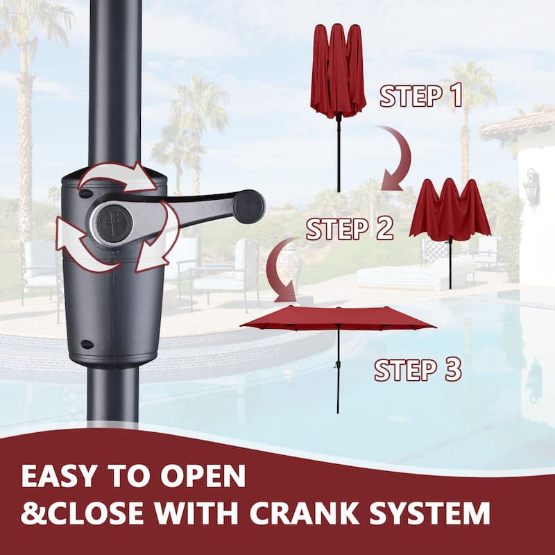 Ainfox 13Ft Large Outdoor Patio Umbrella with Crank With Base