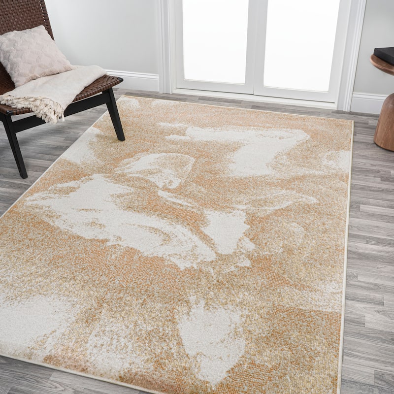 JONATHAN Y Marmo Abstract Two-Tone Modern Area Rug - 8 X 10 - Orange/Beige/Cream