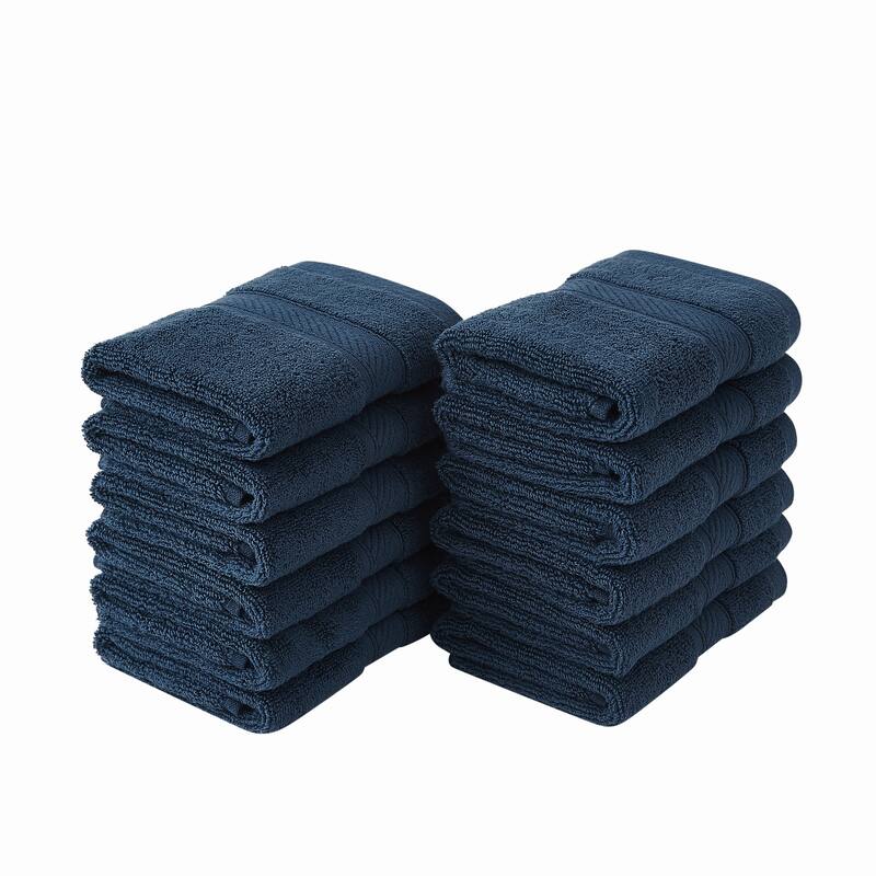 Royal Velvet Regal Plush Towel Collection - 12 Wash Cloths - Dark Blue