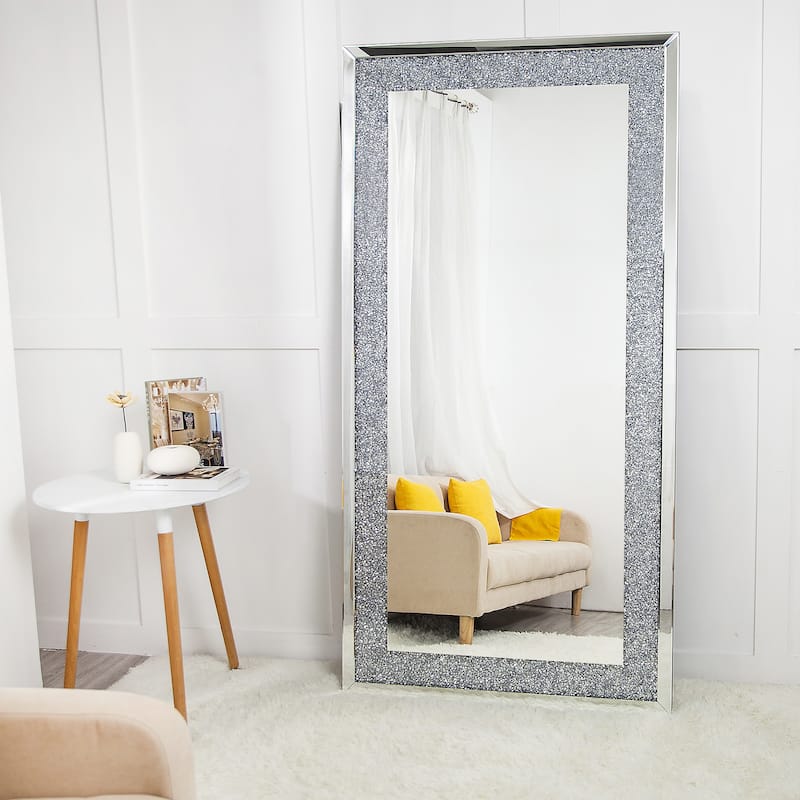 Full Length Floor Mirror - Luxury Crystal Surround Full Body Mirror