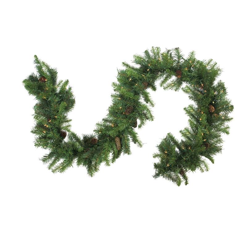 9' x 16 Dakota Red Pine Artificial Christmas Garland - Warm White LED