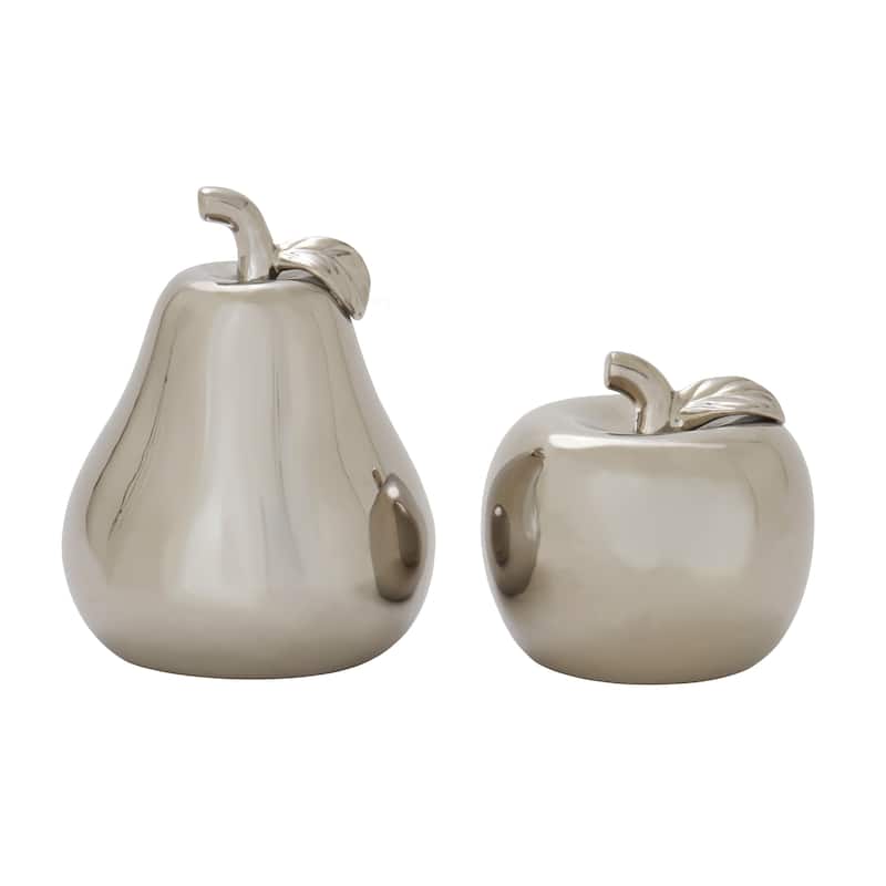 Copper Grove Kitty Red Ceramic Pear and Apple (Set of 2)