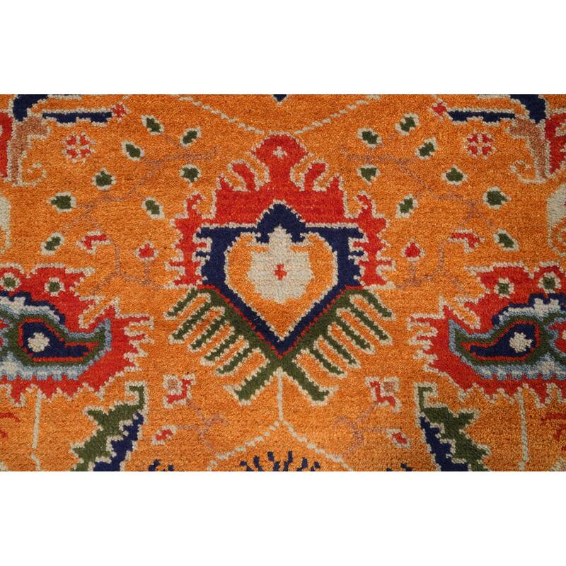 Hand Knotted Oriental 100% Wool Carpet Transitional All-Over Oranges & Rust Oushak Runner Rug - 7' 11'' X 2' 6''