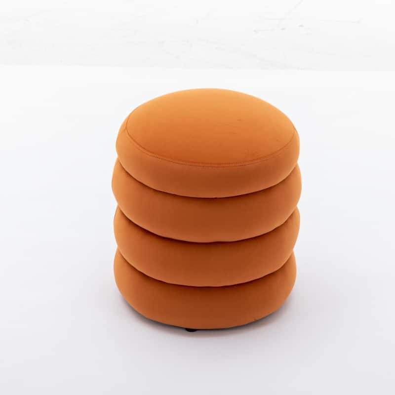 Soft Velvet Round Ottoman Footrest Stool