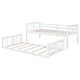 preview thumbnail 10 of 26, Twin Over Twin Floor Bunk Bed with Ladder, Solid Wood Bunk Bed Frame with Full-Length Guardrail, Detachable into 2 Separate Beds