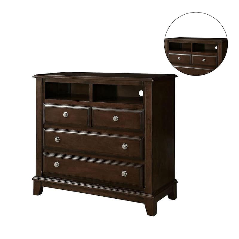 Media Chest with 3 Drawers in Brown Cherry