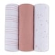 preview thumbnail 6 of 5, Cotton Muslin Swaddle Blanket Classic Grey 3 Pack 0-24 months - Dusty Rose Star