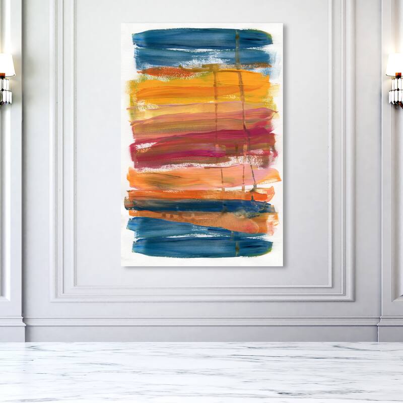 Wynwood Studio Abstract Abstract Burger Sandwich Blue and Dark Blue Modern & Contemporary Wall Art Canvas Print - 54 x 36