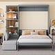 preview thumbnail 1 of 8, Queen Size Murphy Bed Wall Bed with L Shaped Sofa, Wooden Wall Murphy Bed Frame with Storage Shelves, No Box Spring Needed Gray - Queen