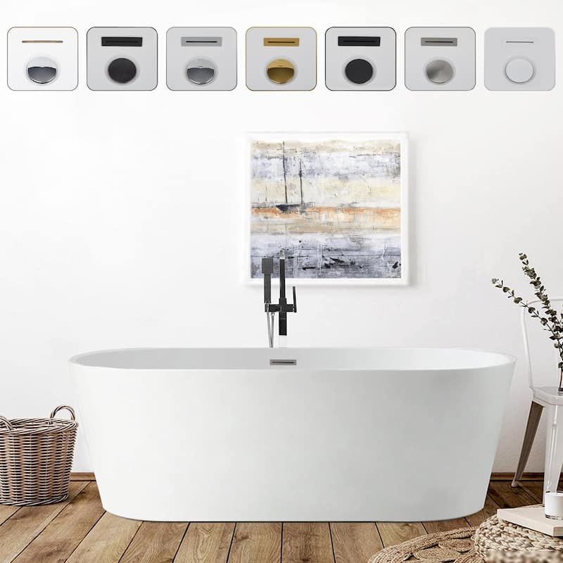 Vanity Art 54" Acrylic Freestanding Soaking Bathtub