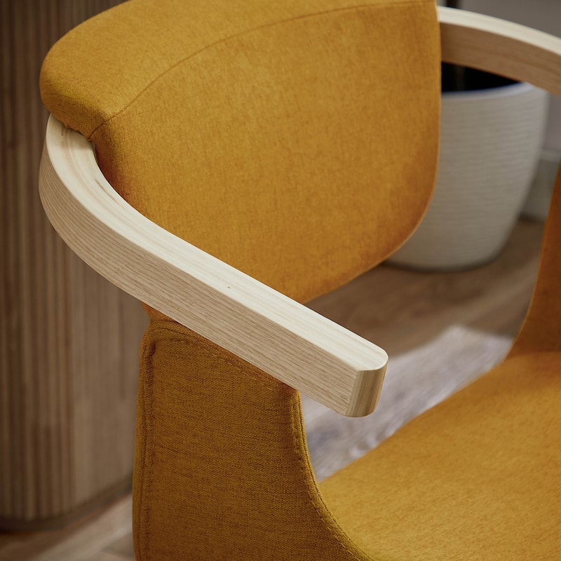 Art Leon Swivel Upholstered and Wood Accent Chair