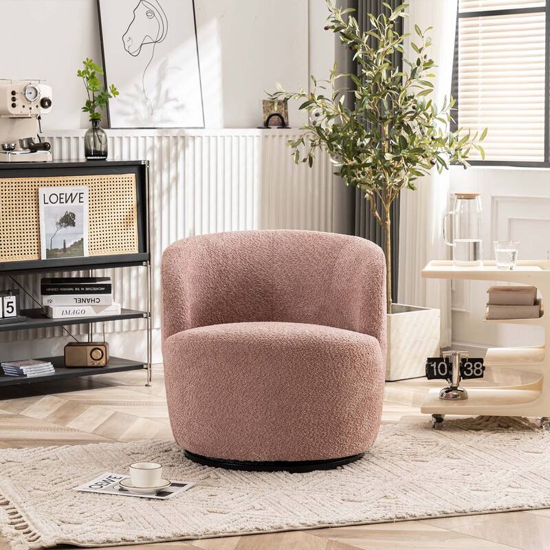 Swivel Accent Chair, Furry Round Barrel Chair