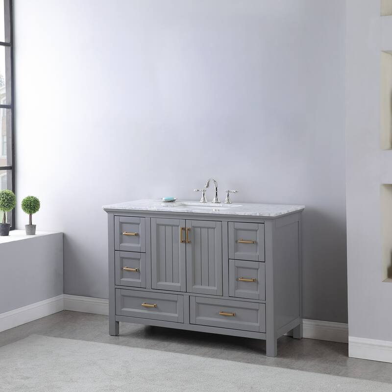 Altair Isla Single Bathroom Vanity Set and Aosta White Countertop without Mirror