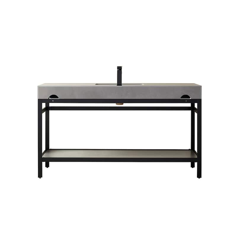 Funes 60" Single Vanity, Metal Support with Stone Top without Mirror - 60''x22''