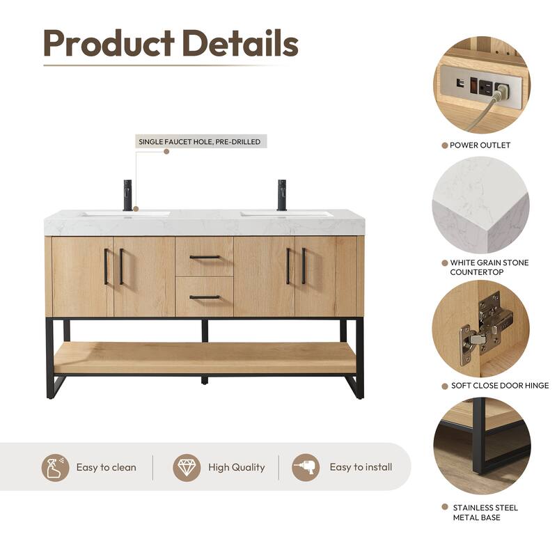Kolkata Bathroom Vanity in Weathered Oak without Mirror