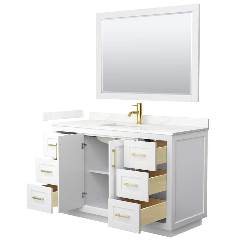 Miranda 54-inch Single Vanity, Quartz Top, 46-inch Mirror